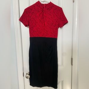 Red and Black zip up high neck classy dress❤️🖤
